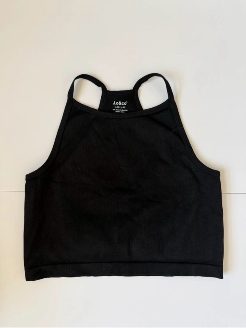 J.o & co l/xl black ribbed crop tank top 806